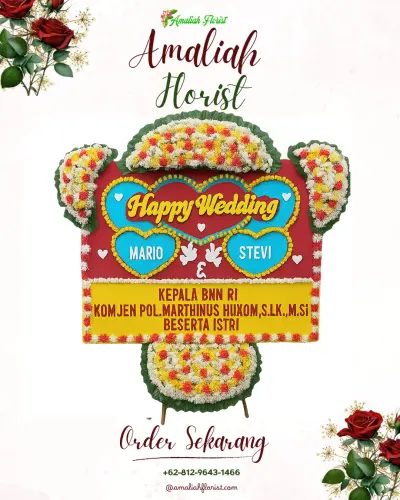 Karangan Papan Bunga Pernikahan di Kedurus